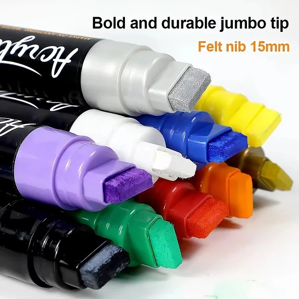  Marcadores de Pintura Acrílica Jumbo – Punta 15mm, Tinta Permanente e Impermeable para Múltiples Superficies 3