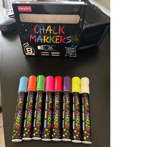 Marcadores de Tiza Líquida Neón 8 Colores | Borrables para Vidrio y Pizarras - 10mm 5