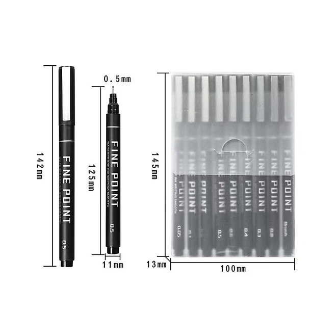 Set de 9 Tiralíneas Negros con 9 Graduaciones de Precisión (0.05 a 0.8 mm + Brush) 6