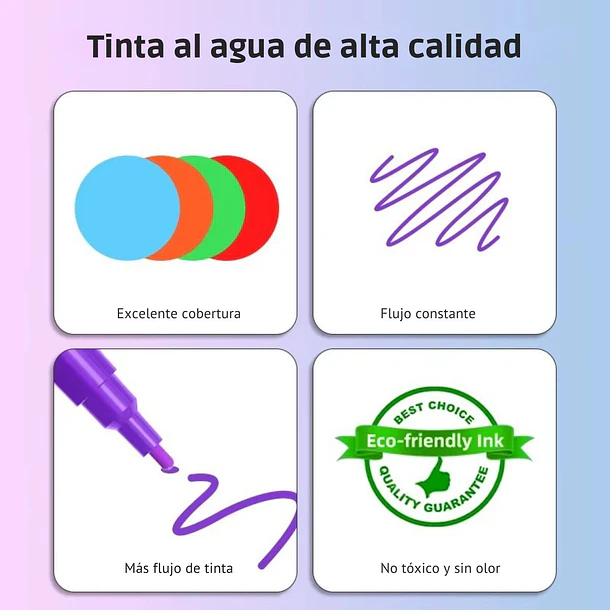 Marcadores de Tiza Líquida Neón 8 Colores | Borrables para Vidrio y Pizarras - 3mm 3