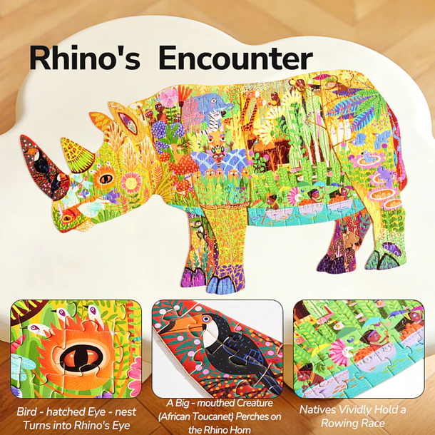 Puzzle Rinoceronte de Ensueño - Mideer - Rompecabezas 3