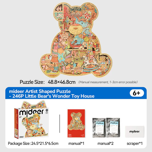 Puzzle Artístico con Forma de Osito | Mideer | 246 piezas  6