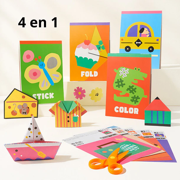 Set Manualidades Preescolar 4 en 1 Mideer - Cortar, Doblar, Pegar y Pintar 3