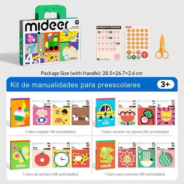 Set Manualidades Preescolar 4 en 1 Mideer - Cortar, Doblar, Pegar y Pintar 7