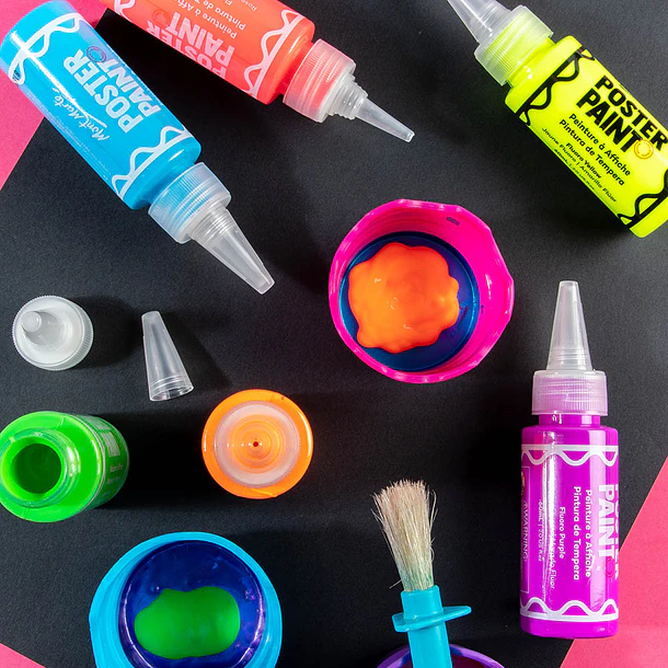 Set 6 Témperas Fluorescentes 60ml Con Aplicador Mont Marte 10