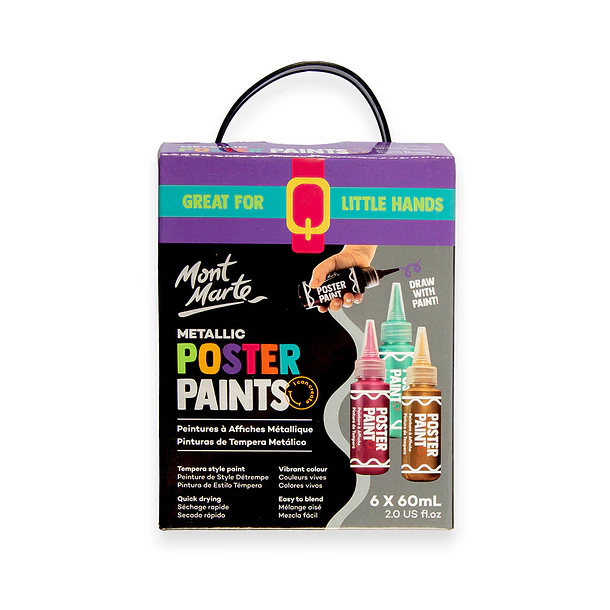 Set 6 Témperas Metálicas 60ml Con Aplicador Mont Marte 1