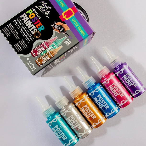 Set 6 Témperas Metálicas 60ml Con Aplicador Mont Marte 2