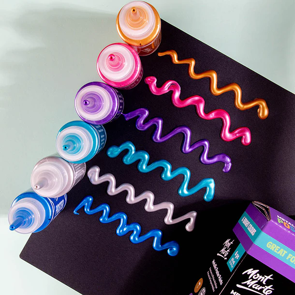 Set 6 Témperas Metálicas 60ml Con Aplicador Mont Marte 5