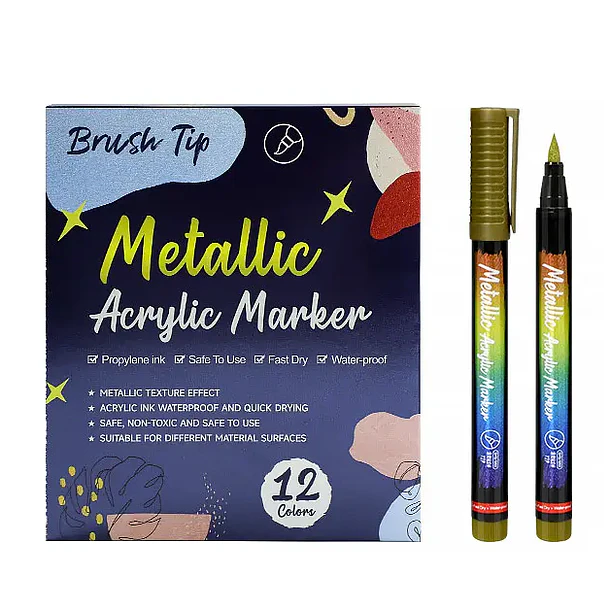 Marcadores Acrílicos Metálicos 12 colores 1