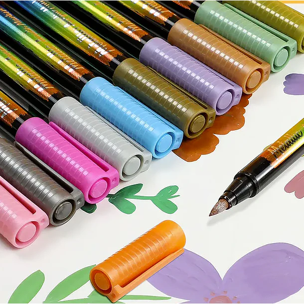 Marcadores Acrílicos Metálicos 12 colores 2