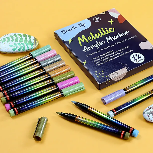 Marcadores Acrílicos Metálicos 12 colores 5