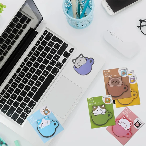 Pack 240 Notas Adhesivas De Gatitos Kawaii En 8 Colores Varios 3