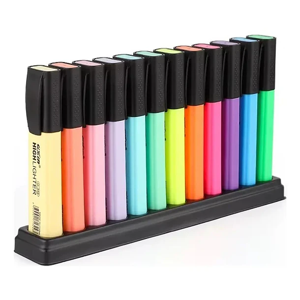 Set Marcadores Destacadores Fluorescentes Pastel 12 Colores Multicolor