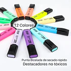 Set Marcadores Destacadores Fluorescentes Pastel 12 Colores Multicolor 3