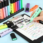 Set Marcadores Destacadores Fluorescentes Pastel 12 Colores Multicolor 4