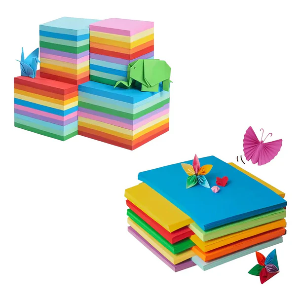 200 Hojas Papel De Color Dos Tamaños A4 Y 20x20 Apto Origami Varios Hoja Color 1