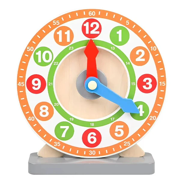 Reloj De Madera Didáctico Para Aprender La Hora +48 Tarjetas 2
