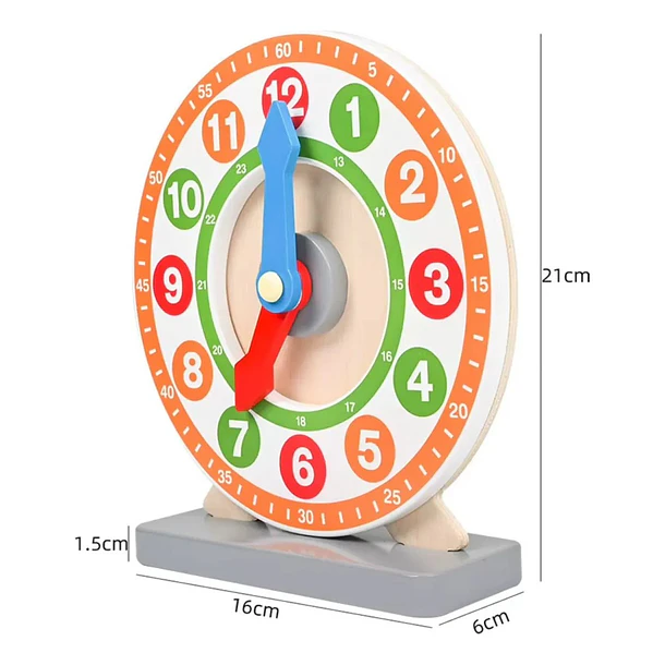 Reloj De Madera Didáctico Para Aprender La Hora +48 Tarjetas 5