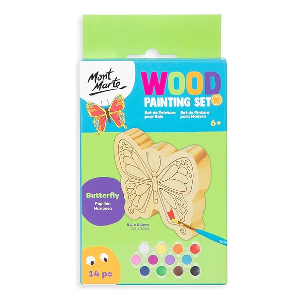 Kit De Pintura Sobre Madera Mont Marte Mariposa 14 Piezas 1