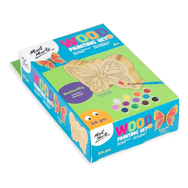 Kit De Pintura Sobre Madera Mont Marte Mariposa 14 Piezas 2