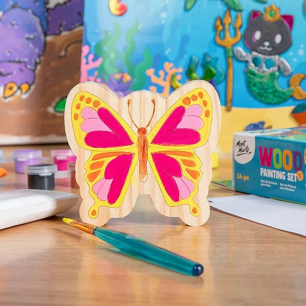 Kit De Pintura Sobre Madera Mont Marte Mariposa 14 Piezas 6