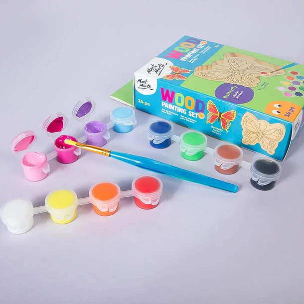 Kit De Pintura Sobre Madera Mont Marte Mariposa 14 Piezas 7