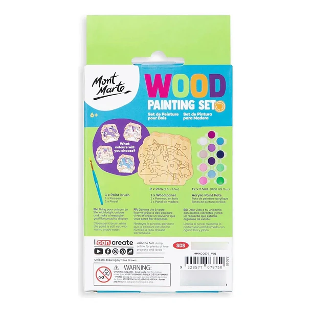 Kit De Pintura Sobre Madera Mont Marte Unicornio 14 Piezas 8