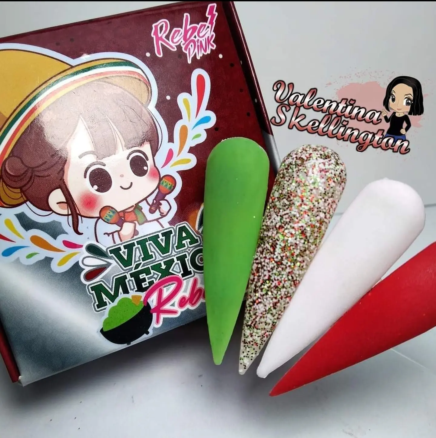 Colección  de acrílicos Viva Mexico de Rebel pink 4 colores 1