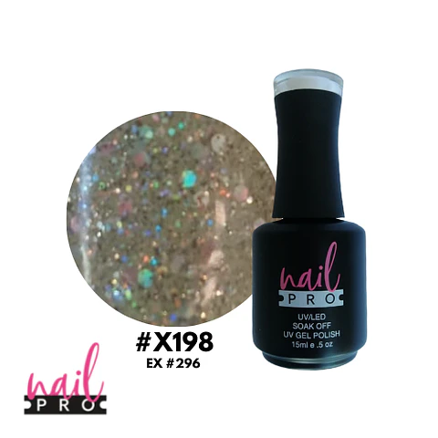 X198 Plateado verdoso con glitter holo