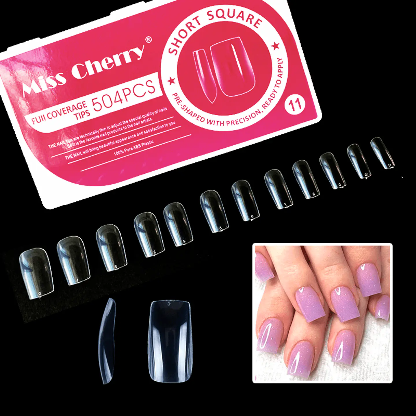 TIPS SOFT GEL CUADRADO CORTO 504 PIEZAS 1