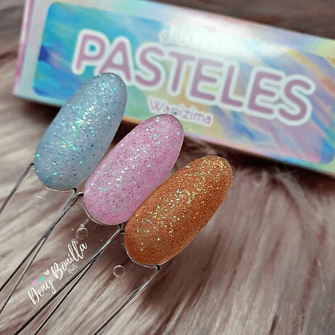 Colección de Acrílicos 3 colores Glitter Pasteles