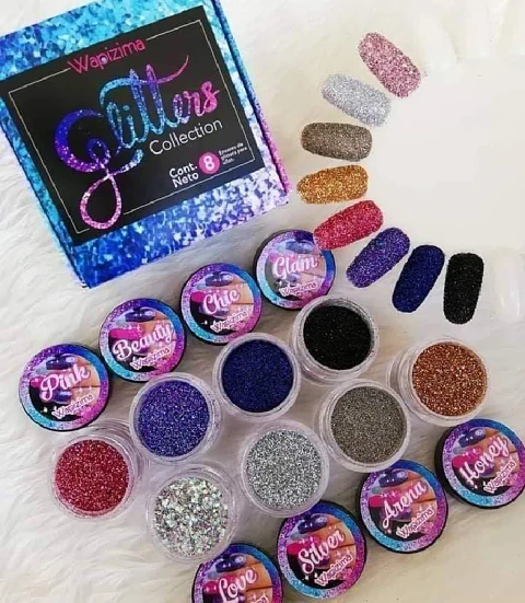 Colección de Acrílicos 8 colores Glitters