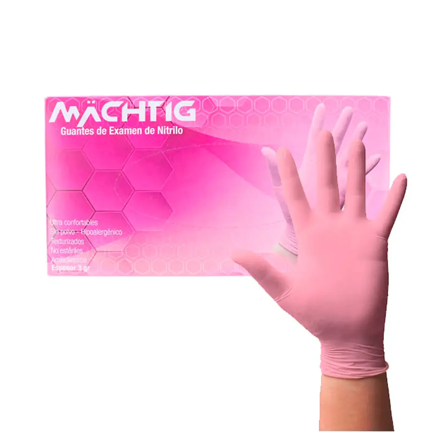GUANTES DE NITRILO ROSADO 1