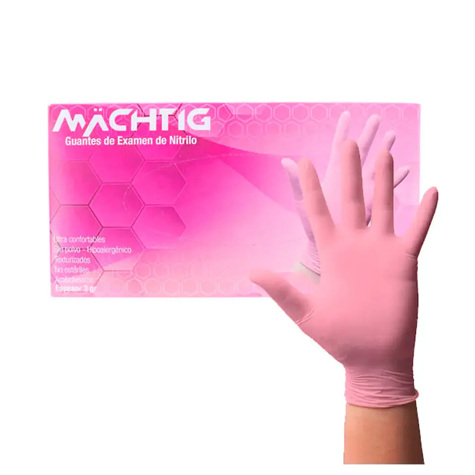 GUANTES DE NITRILO ROSADO 1