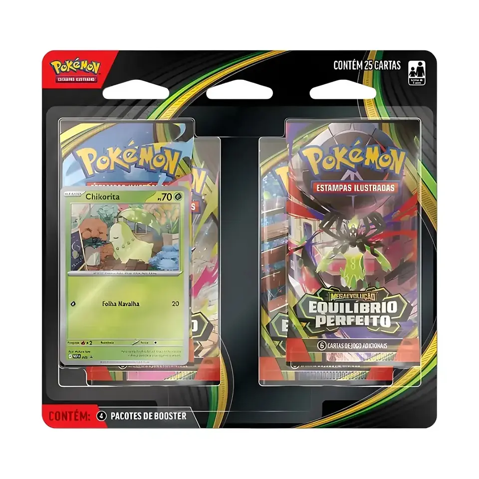 Blister Quadruplo Pokémon Chikorita ME03 Equilíbrio Perfeito 1