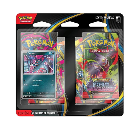Blister Quadruplo Pokémon Sneasel ME 2 Fogo Fantasmagorico - Copag