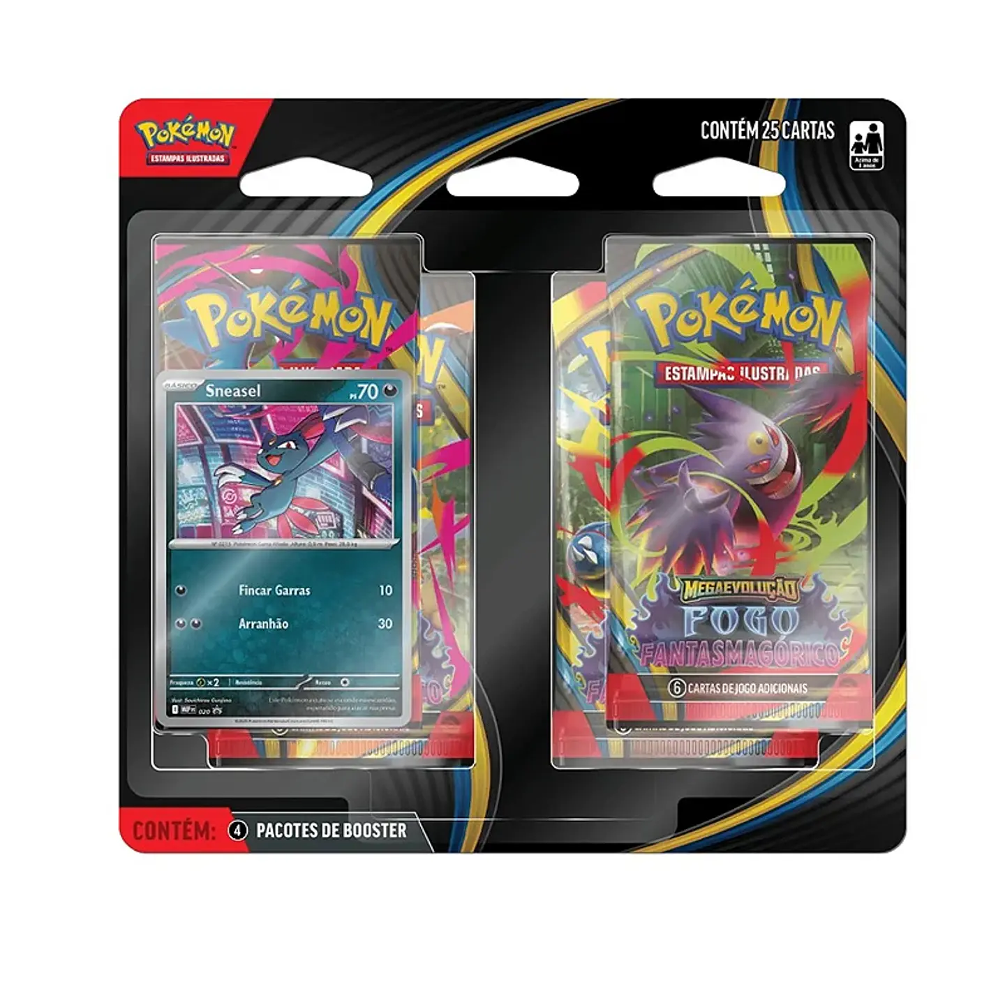 Blister Quadruplo Pokémon Sneasel ME 2 Fogo Fantasmagorico - Copag 1