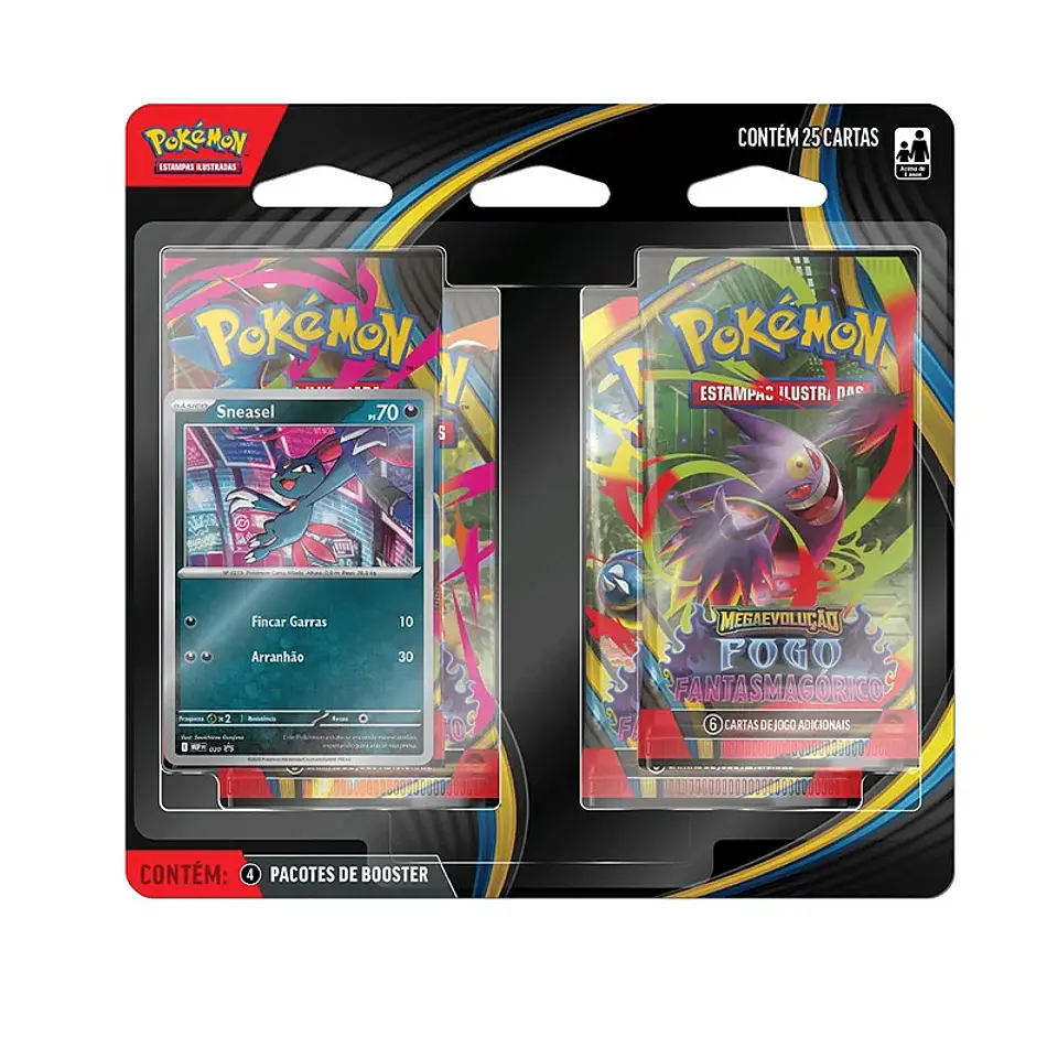 Blister Quadruplo Pokémon Sneasel ME 2 Fogo Fantasmagorico - Copag 1