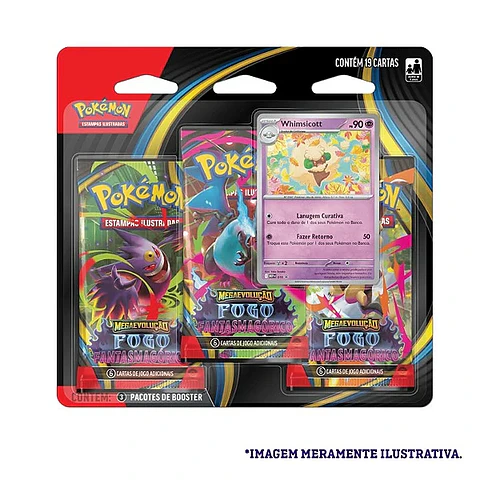 Blister Triplo Pokémon Whimscott ME 2 Fogo Fantassmagorico - Copag