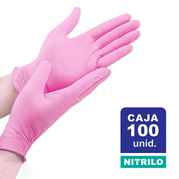 Guante nitrilo rosado para procedimiento caja 100 unidades