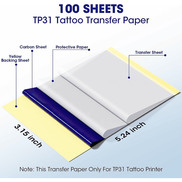 Papel de transferencia de tatuaje Phomemo para impresora TP31. 3