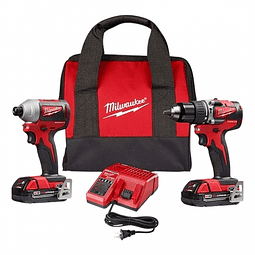 KIT TALADRO PERCUTOR Y ATORNILLADOR DE IMPACTO MILWAUKEE 18V 