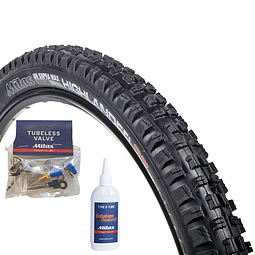 KIT 27.5X2.45 HIGHLANDER R02 TUBELESS DH SUPRA MAX + VALVULA + SELLANTE