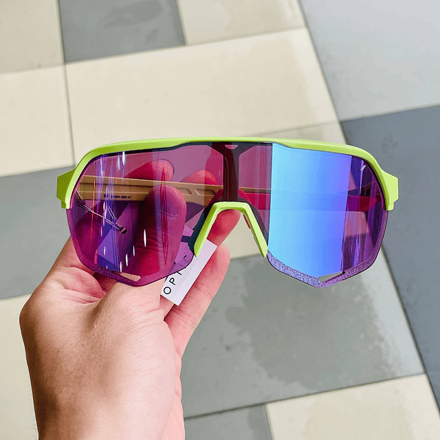 LENTES/GAFAS 100% S2 Matte Washed Out Neon Yellow / Purple Multilayer Mirror Lens