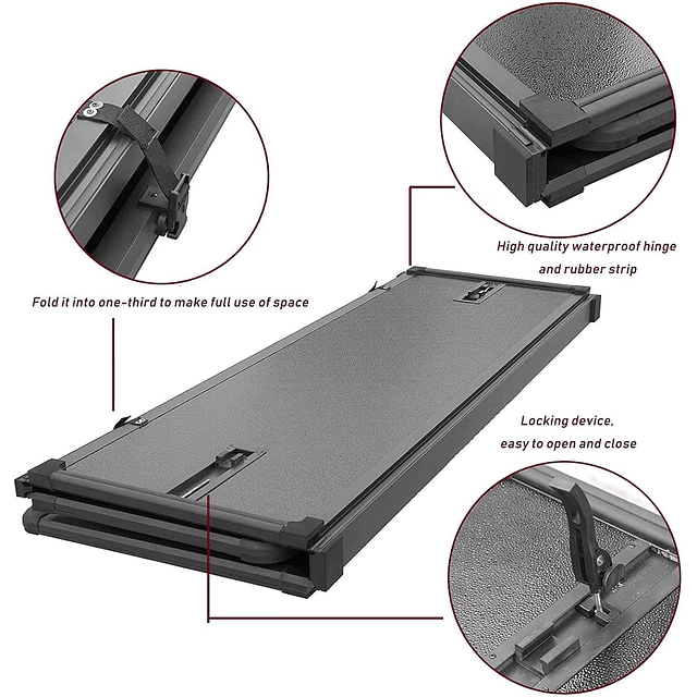 CAPOTA RIGIDA TRIFOLD MITSUBISHI L200 2024 EN ADELANTE - INCLUYE 2 LUCES LED INTERIORES