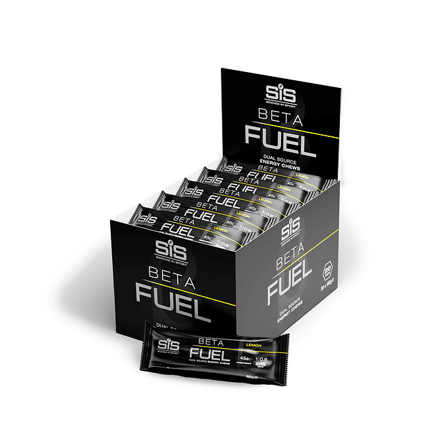 Caja SIS Barra Beta Fuel Energy Chew Limón 60g 20U