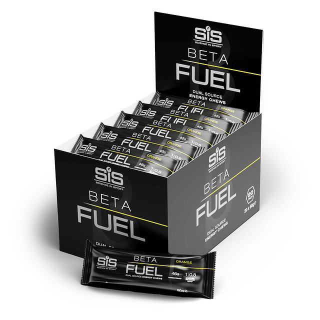 Caja SIS Barra Beta Fuel Energy Chew Naranja 60g 20U