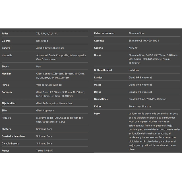 BICICLETA RUTA GIANT CONTEND 1 MY22 (ML) 