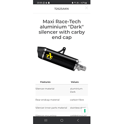 Escape/silenciador Arrow aluminio carbon cap