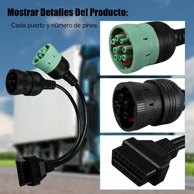 Conector Obd 16pin Cable A J1708 J1939 6pin 9pin para Camión